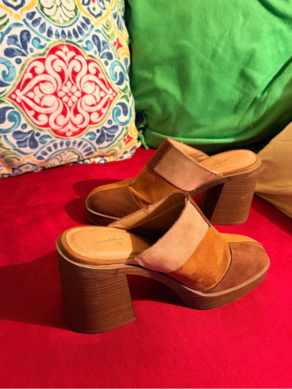 Universal Thread Patchwork Suede Mule Heels in Brown and Tan - Picture 14 of 14